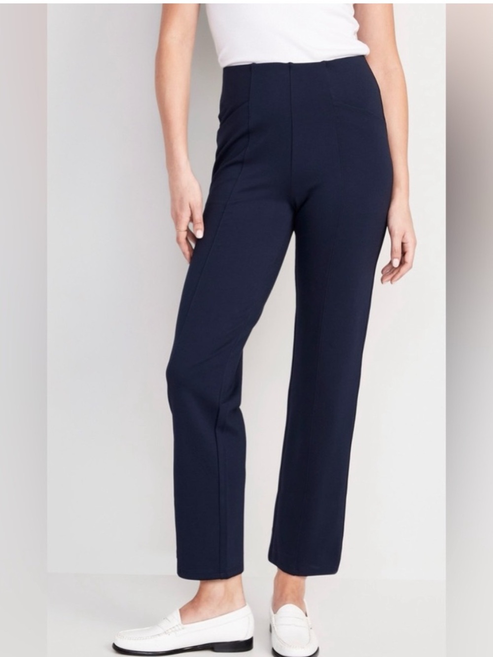 Old Navy Stevie Straight Extra High-Rise Trouser Pant Size Large Petite Navy